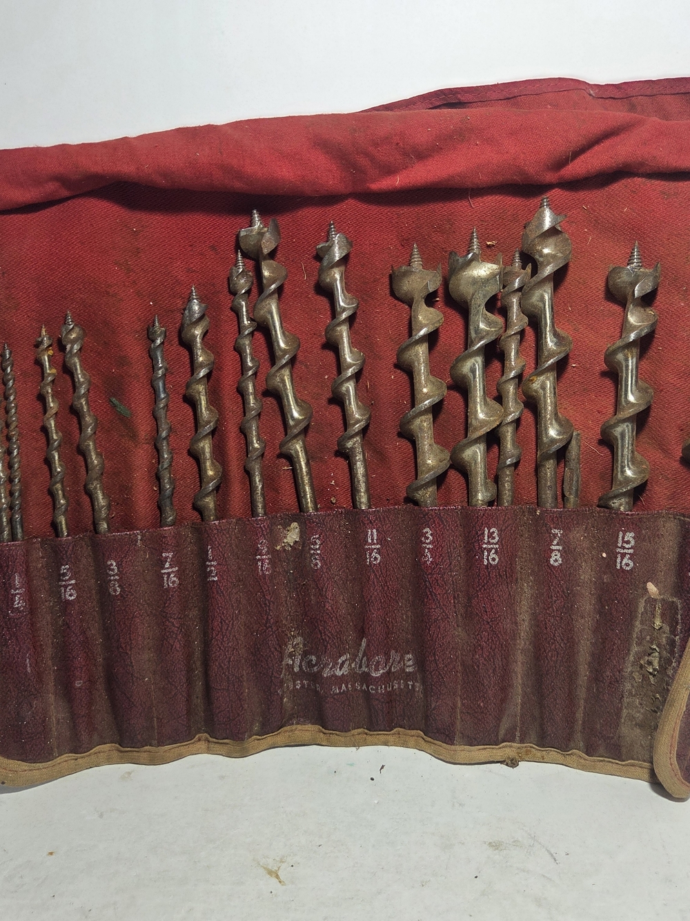 ​Vintage Acrabore Hand Brace Auger Drill Bit Set with Canvas Roll Pouch USA Made